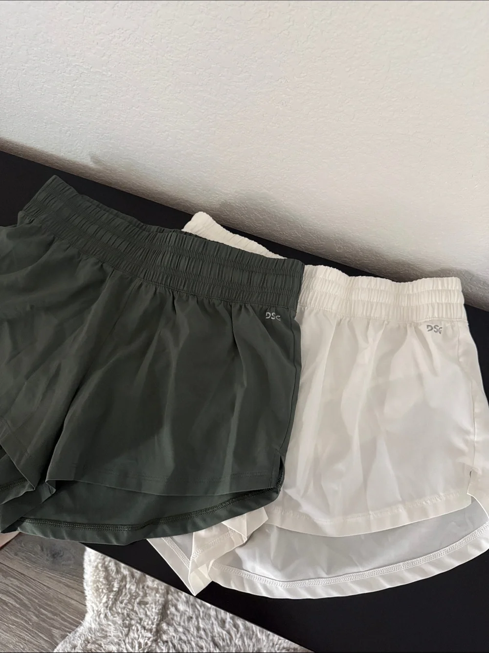 DSG Olive Green and White Athletic Running Shorts - Picture 1 of 4